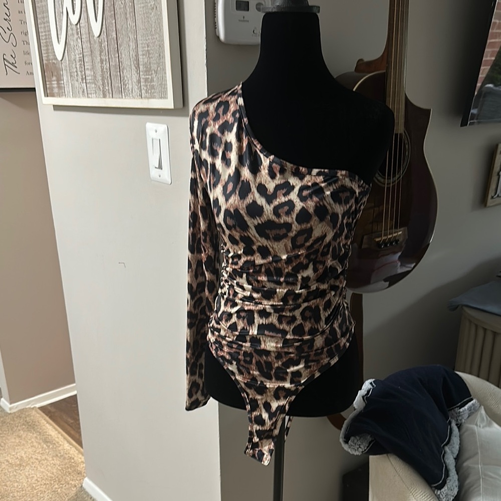 Freestyle Animal Print One-Shoulder Bodysuit